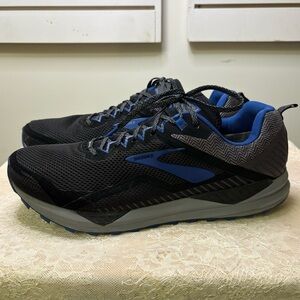 Brooks Men’s 13 Cascadia Gtx Trail Running Sneakers Blue Grey Black Gore Tex